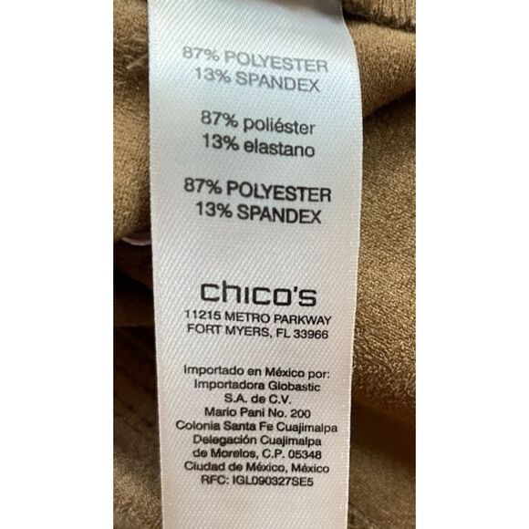 Chico's Women's Slim Pants Mid Rise Tan/Brown Soft Faux Suede Size 1 (fit 34x30) - Picture 10 of 11